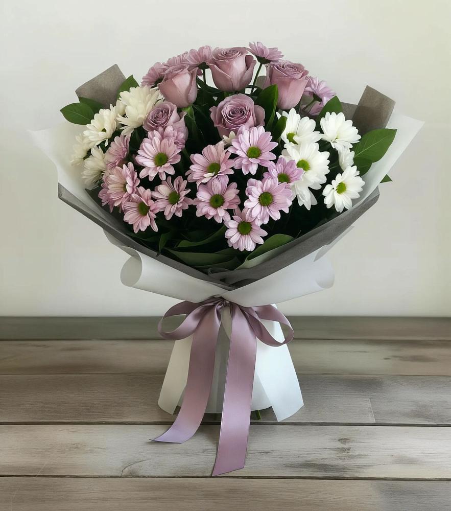 Букет цветов из: Хризантемы и Розы в Крымгиреевском