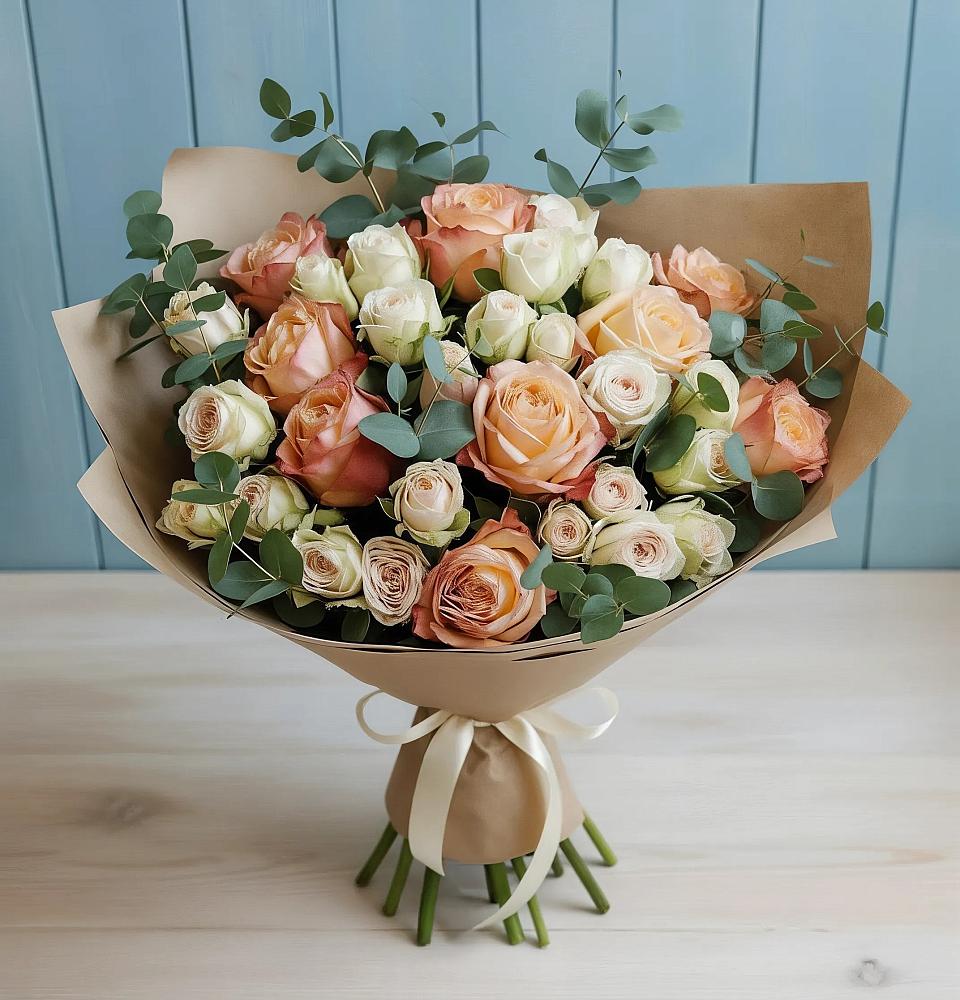 Букет цветов из: Альстромерии и Розы в Крымгиреевском