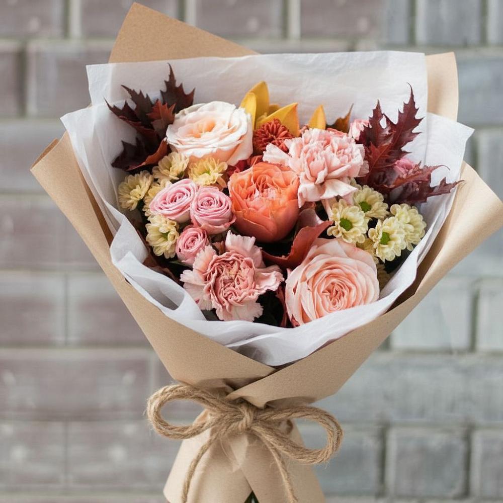 Букет цветов из: Гвоздики, Хризантемы и Розы в Крымгиреевском