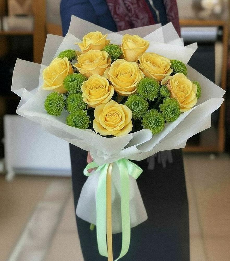 Букет цветов из: Хризантемы и Розы в Крымгиреевском