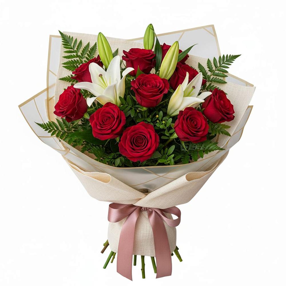 Букет цветов из: Лилии и Розы в Крымгиреевском