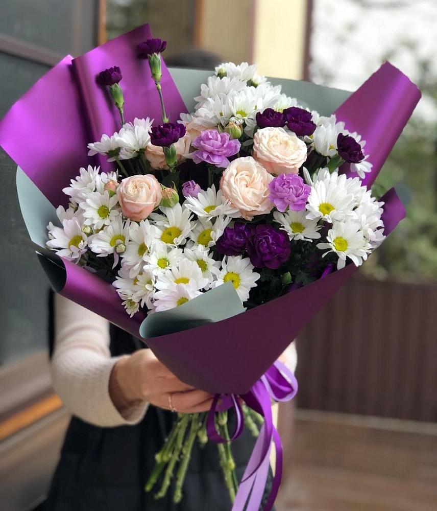 Букет цветов из: Хризантемы, Гвоздики и Розы в Крымгиреевском