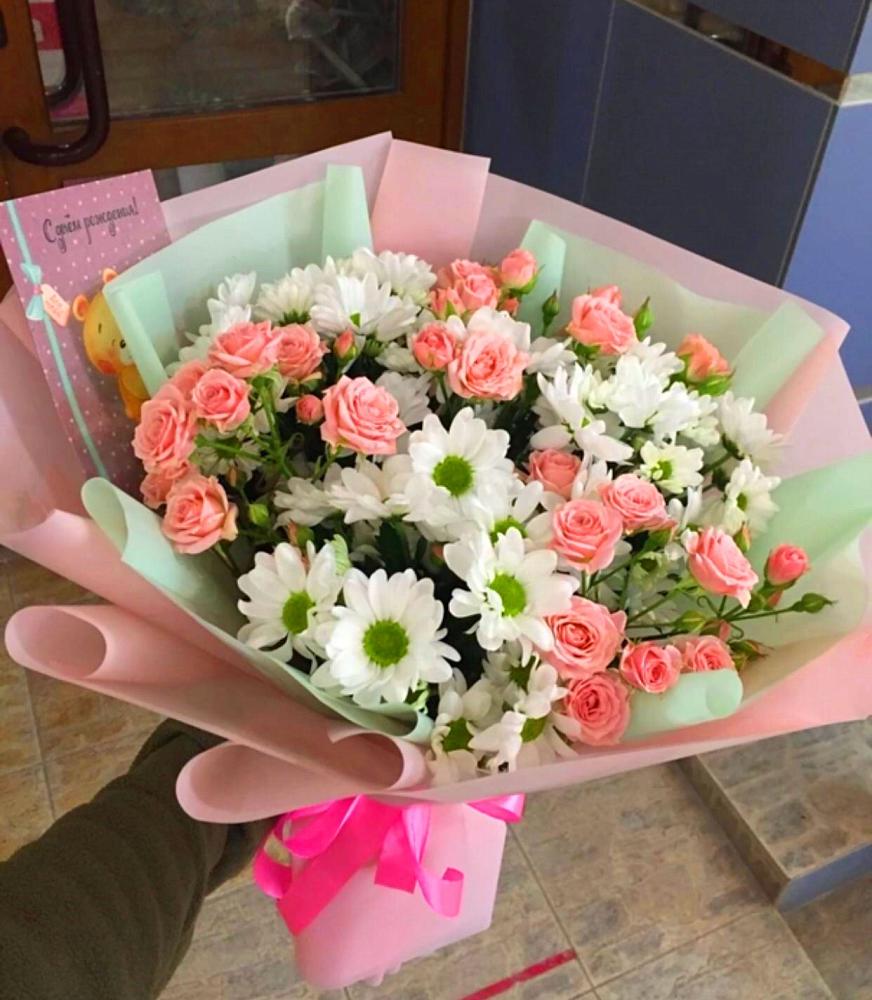 Букет цветов из: Розы и Хризантемы в Крымгиреевском