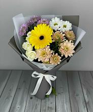 Букет цветов из:  Розы, Герберы и Хризантемы в Крымгиреевском