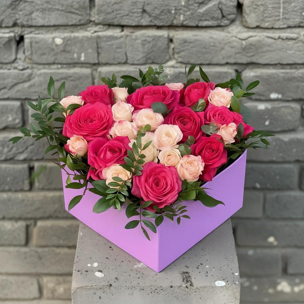 Цветочная композиция из Розы в коробке в Крымгиреевском