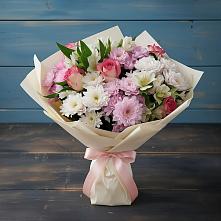 Букет цветов из:  Хризантемы, Альстромерии и Розы в Крымгиреевском