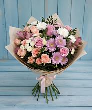 Букет цветов из:  Хризантемы, Розы и Альстромерии в Крымгиреевском