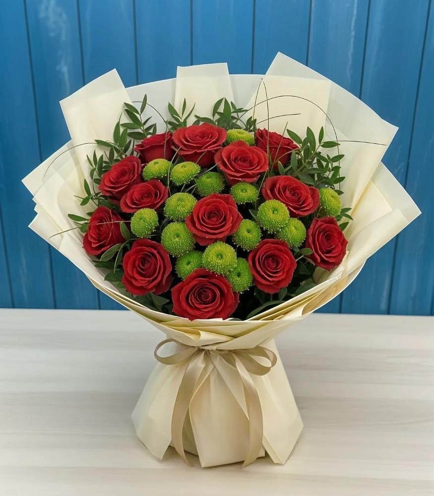 Букет цветов из: Розы и Хризантемы в Крымгиреевском