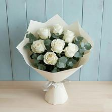 Букет Белые розы в Эвкалипте в Крымгиреевском